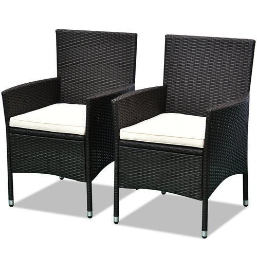 Rattan Wicker Patio Dining Chairs Set, Stackable, Dark Coffee