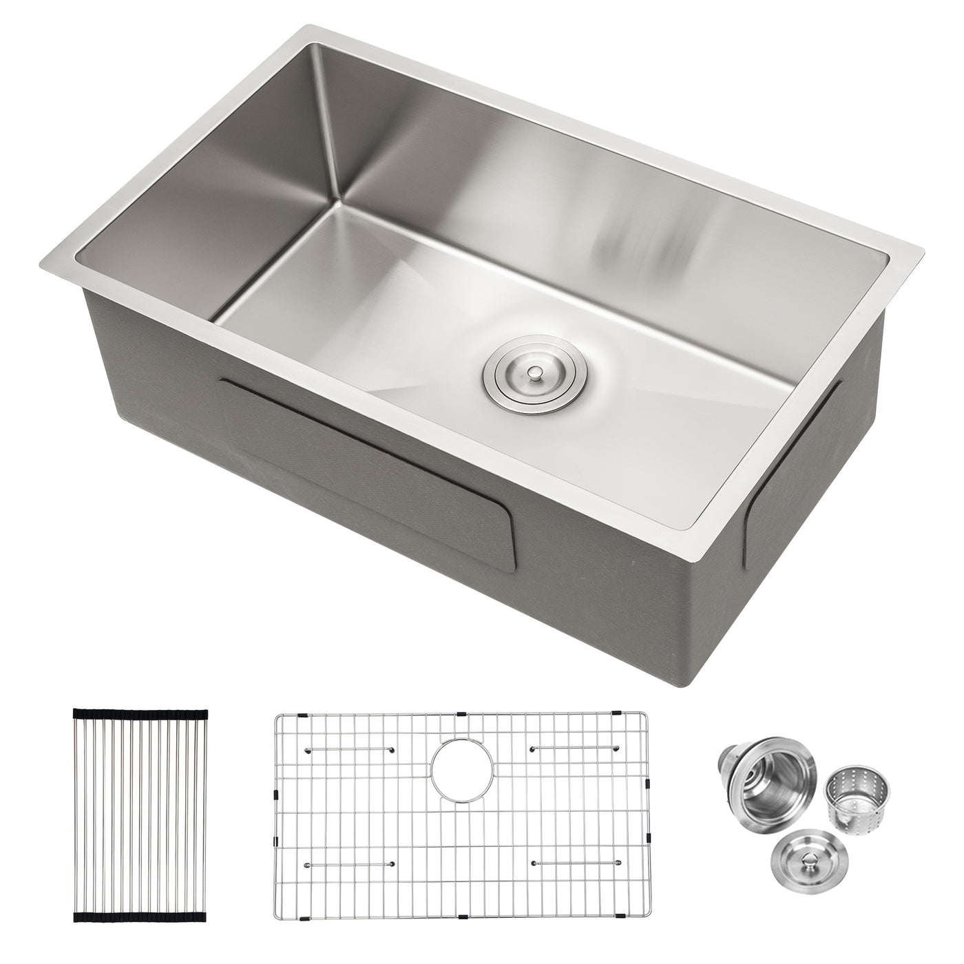 33" Undermount Stainless Steel Kitchen Sink Single Bowl 16G