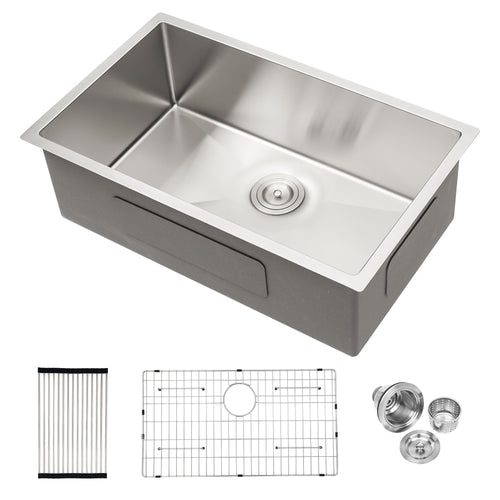 33" Undermount Stainless Steel Kitchen Sink Single Bowl 16G
