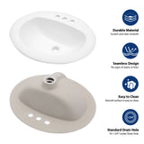 20.3 Inch Drop In Bathroom Sink White Porcelain 20.3x18 inch Ceramic Vitreous Ab