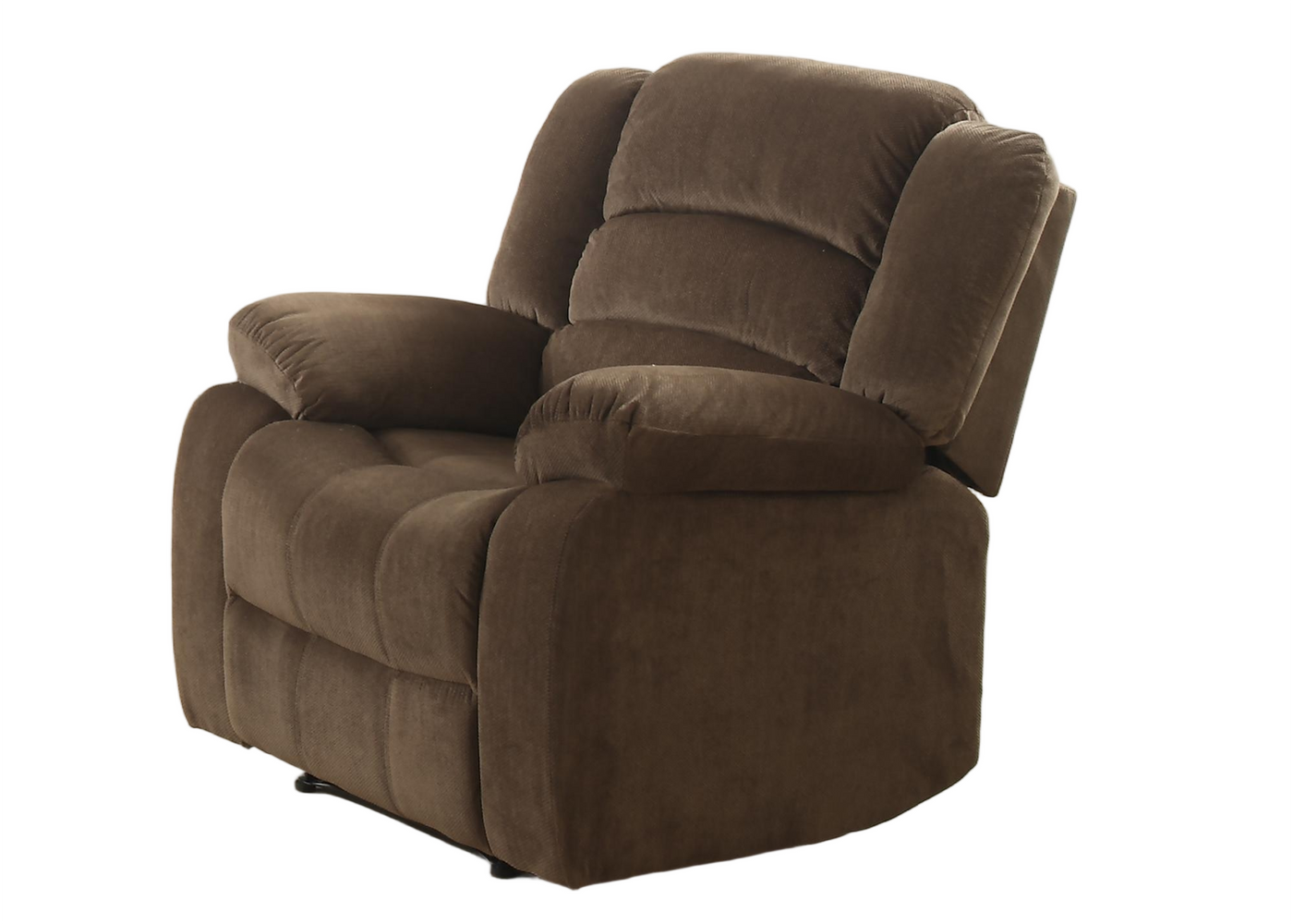 Brown Upholstered Recliner Chair with Pillow-Top Armrests