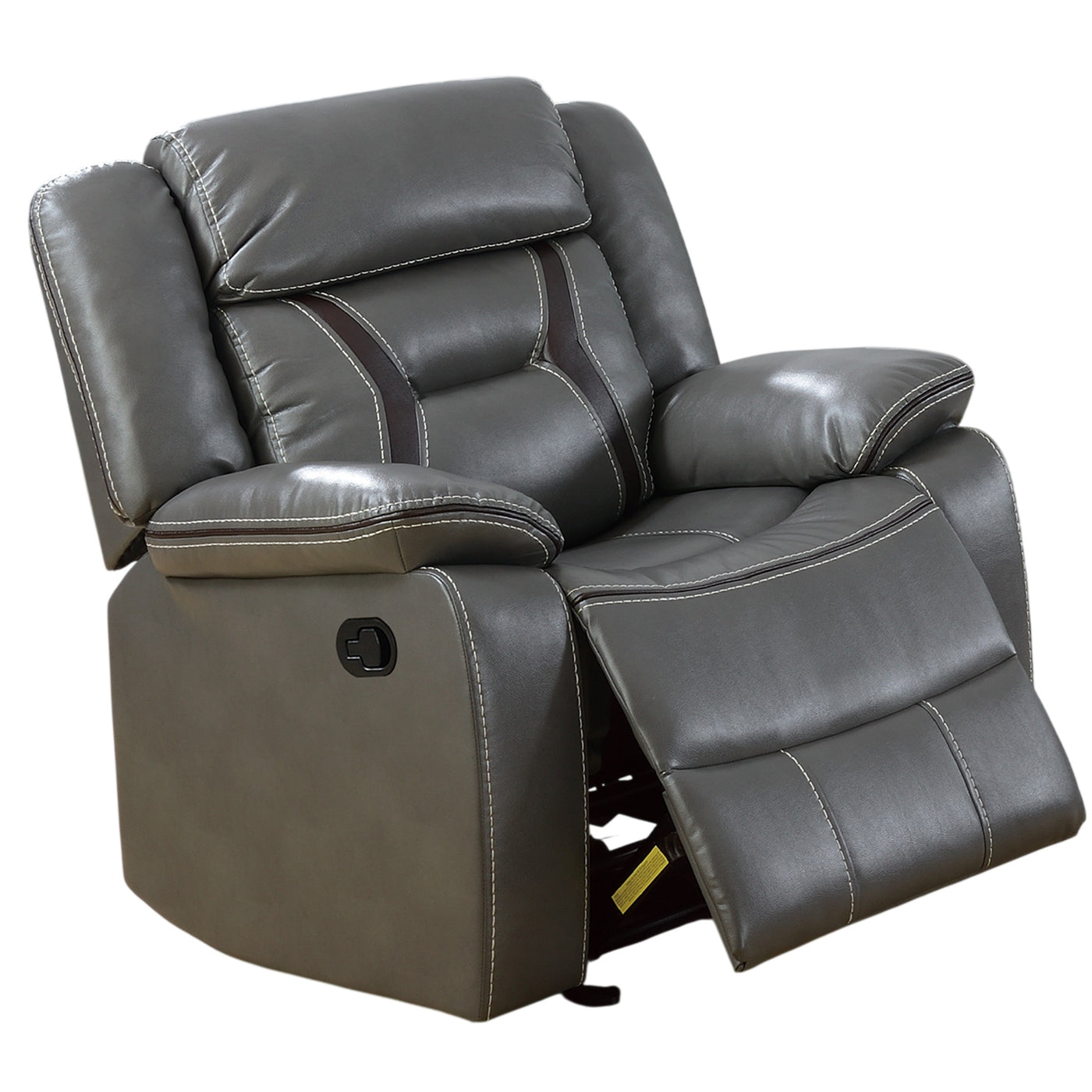 Modern Gray Gel Leatherette Glider Recliner Pillow Arms