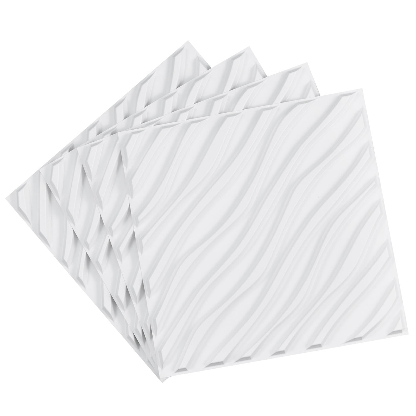 3D Wave Wall Panels 12-Pack 32 Sq.Ft PVC White Matte
