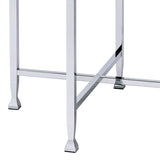 Round End Table - White Oak Finish Top - Chrome Metal X-Base