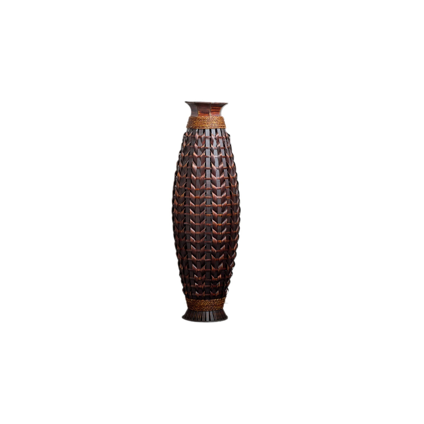 39-Inch Hand-Woven Bamboo Floor Vase for Flowers
