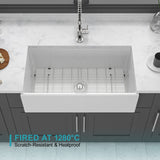 36" White Farmhouse Sink - 36 x 20 x 10 inch Kitchen Sink Apron-front White
