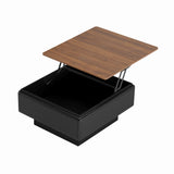 Square Engineered Wood Coffee Table with Storage Black/Brown