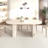 Oval Engineered Wood Dining Table Extendable Beige
