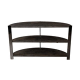 Half Moon Console Table with 2 Shelves, Charcoal and Chrome