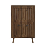 Walnut Shoe Cabinet Storage Unit 23.6" Tall MDF Wood