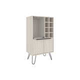Bar Cabinet - White Washed Oak - 2 Doors & 9 Shelves - 43.1"H