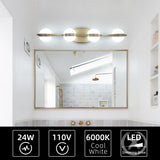 LED Vanity Light - 4-Light - Crystal Sand Acrylic - Gold - 28"