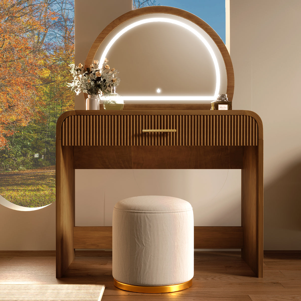39' Makeup Vanity Table with Mirror Touch Screen Lighted Mirror, Dressing Table