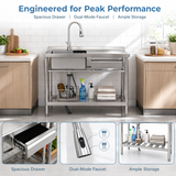 Stainless Steel Utility Sink, Freestanding Sink 3