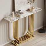 Engineered Wood Console Table White/Gold