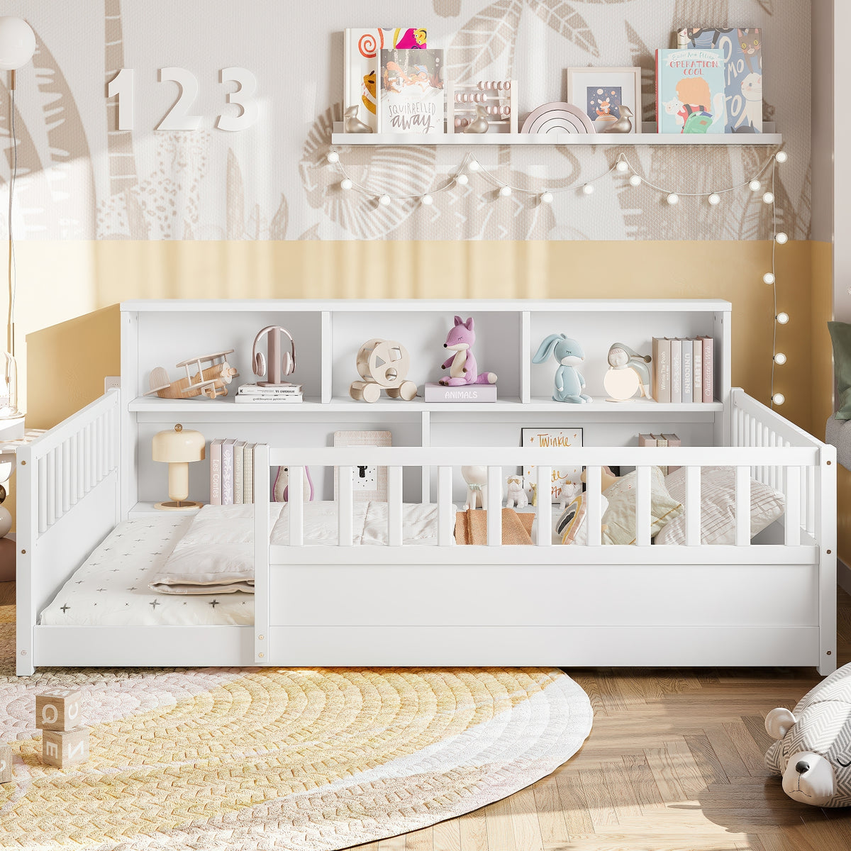 Full Pine Platform Bed White