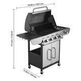 Gas Grill, 4 Burner Propane Gas Grill with Side Burner