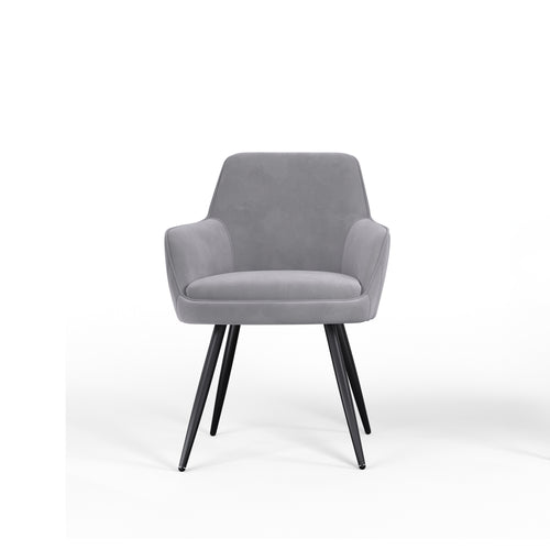 Grey Mid-Century Modern Channel-Tufted Accent Chair, Set of 2