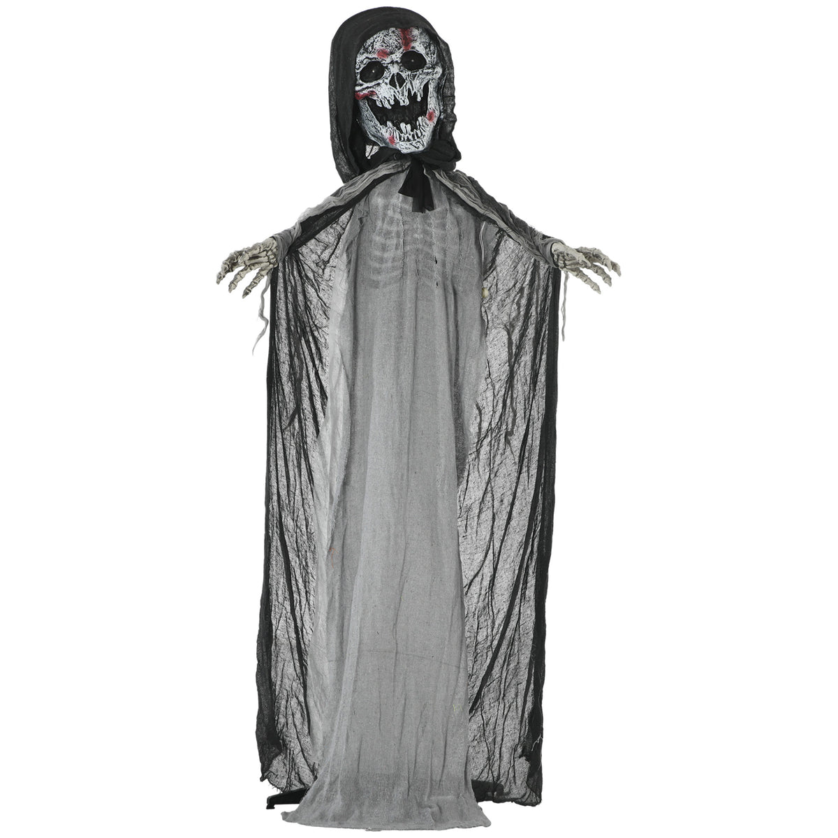 Outsunny 74' Life Size Outdoor Halloween Decorations Skeleton Witch, Animated Pr
