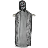 Outsunny 74' Life Size Outdoor Halloween Decorations Skeleton Witch, Animated Pr