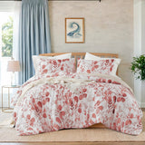 Comforter Set 3-Piece - Reversible Floral Seersucker, Pink, Full/Queen
