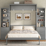 Full Solid Wood Murphy Bed Gray