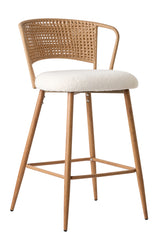 Set of 2 Metal Bar Stool Cream