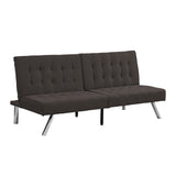 Espresso Faux Linen Wood Frame Futon Sofa Bed