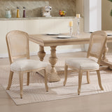 French Country Upholstered Dining Chairs Set of 2, Beige