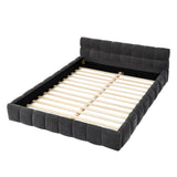 Queen Upholstered Platform Bed Dark Grey