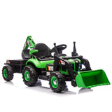 24V Kids Ride-On Electric Tractor Toy with 4-in-1 Construction Attachments (Exca
