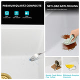 Quartz Kitchen Sink - 14.82" x 17.55" x 8.38" White Granite Composite