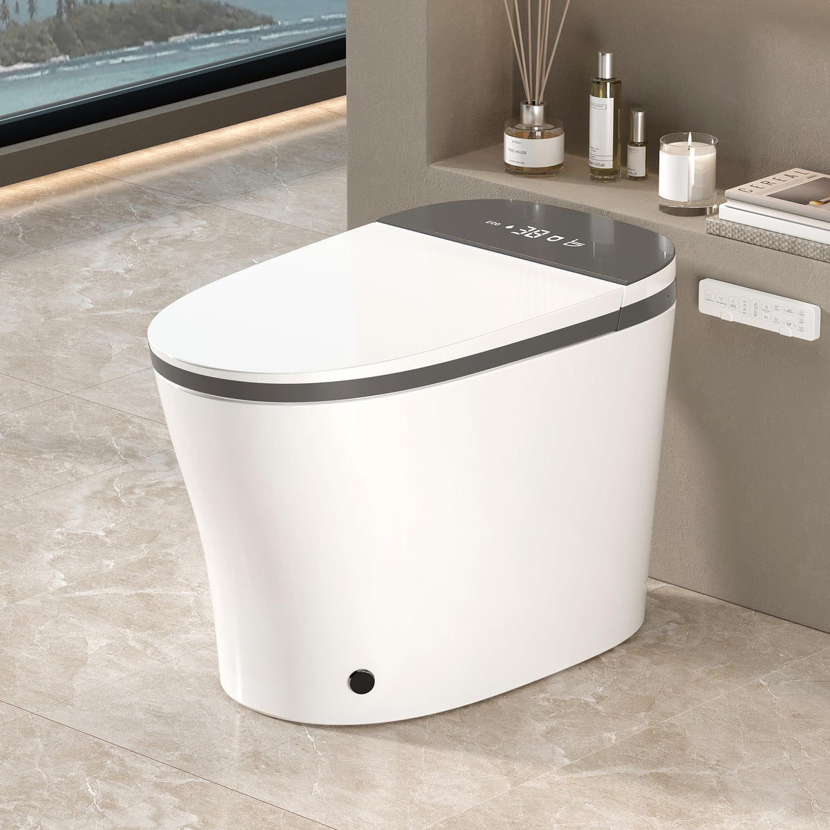 Smart Toilet with Bidet Built in, ADA One-Piece Toilet Auto Open/Close & Flush
