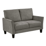 Brown Gray Upholstered Loveseat Plush Solid Wood