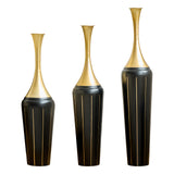 3-Piece Modern Floor Vase Set, Handcrafted Metal, 27.56" 31.5" 35.43" Tall
