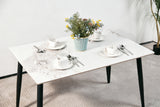Modern Minimalist Dining Table 1.2m White Sintered Stone Top