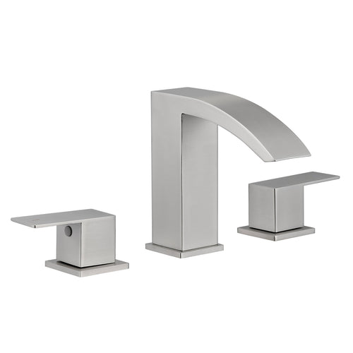 8" Widespread Brushed Nickel Bathroom Sink Faucet Double Lever