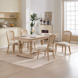 French Country Upholstered Dining Chairs Set of 2, Beige