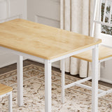 Metal Bar Table Set White/Natural