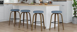 Set of 2 Fabric Bar Stool Swivel Blue