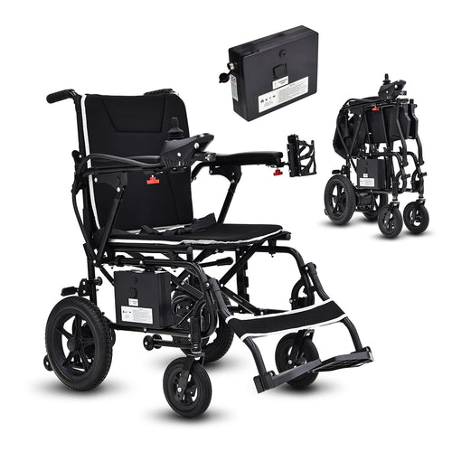 Wheelchair Electric Foldable Aluminum 264 LB 36 LB 180W Dual Motor LED Lights