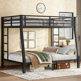 Metal Full XL over Queen Bunk Bed for Teens, Black
