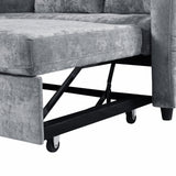Chenille Loveseat with Storage Sleeper Grey 54"