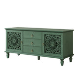 Farmhouse TV Stand with Hollow Carved Doors, Vintage Sideboard Buffet Storage Ca