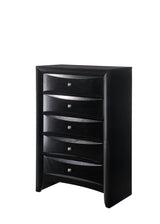 Contemporary 5 Drawer Chest Black Solid Wood Bedroom Dresser