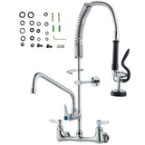 Commercial Pre-Rinse Kitchen Faucet Wall Mount Brass Pulldown