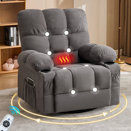 Massage Recliner Chair 350LBS Vibration Heating USB Rocker