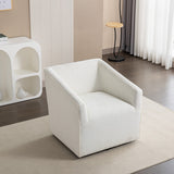 Swivel Barrel Armchair - Chenille Upholstered - Round Metal Base