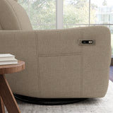 Velvet Recliner Swivel Power Brown