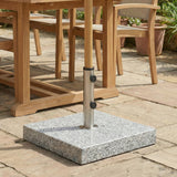 Patio Umbrella Base Square Granite Stainless Steel Gray 55 LB 15.75 In